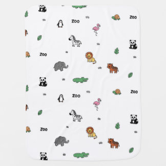 Colorful Zoo Animal Fun Baby Blanket