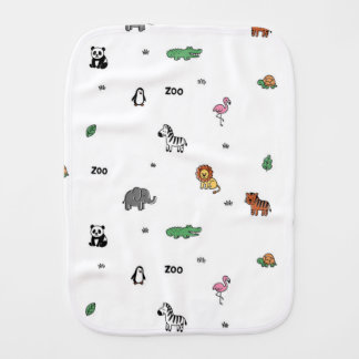 Colorful Zoo Animal Fun Baby Burp Cloth