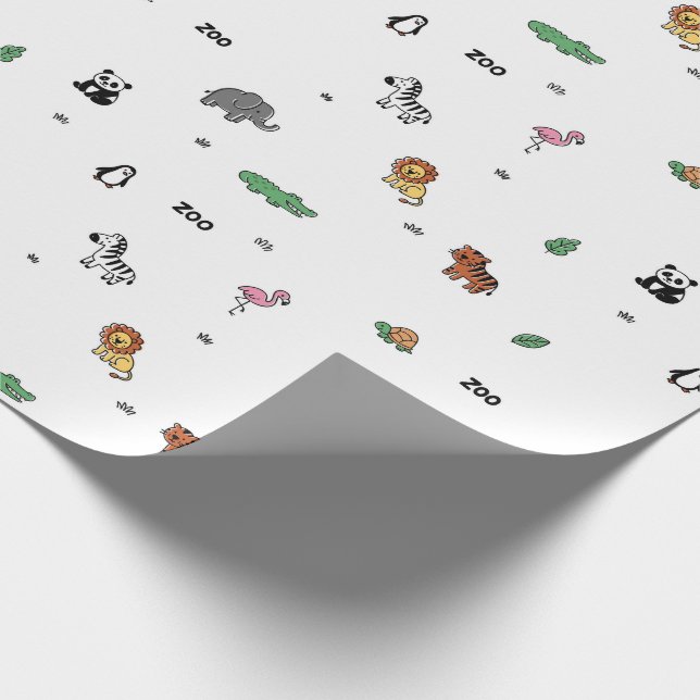 Colorful Zoo Animal Fun Wrapping Paper (Corner)