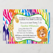 Colorful Zoo Animals Gender Neutral Baby Shower Invitation (Front/Back)