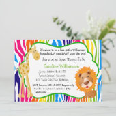 Colorful Zoo Animals Gender Neutral Baby Shower Invitation (Standing Front)