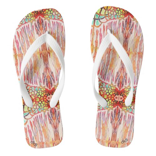 Colorful zorries beachwear art flip flops