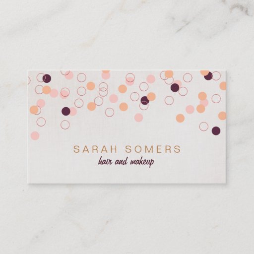 Customizable Pink and Peach Confetti Makeup Artist Salon Retro Business Card Template