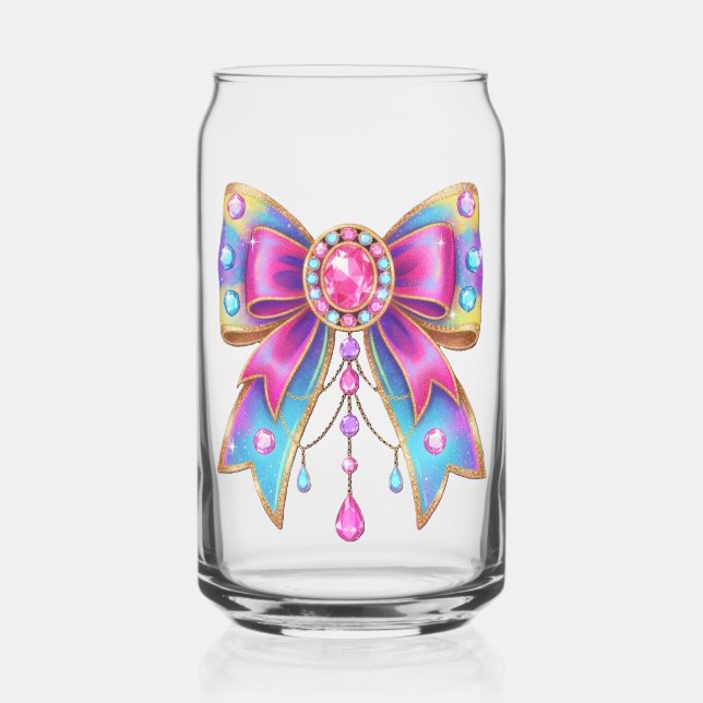 colorfull bow style can glass (Front)