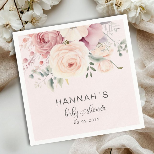 Colorfull Flowers, Baby Shower Napkins (Colorful Flowers, Baby Shower Napkins with your name and date.)