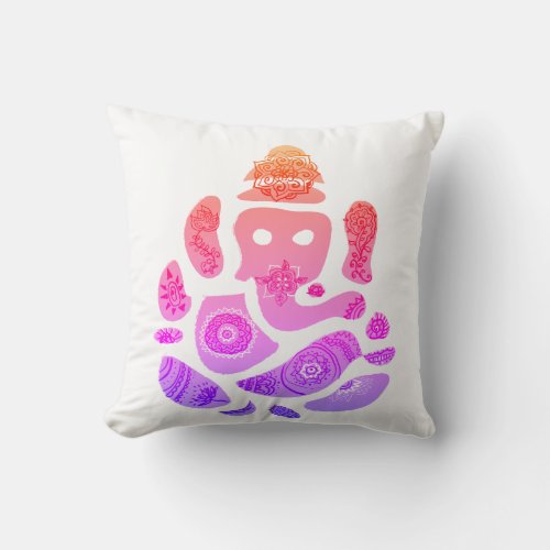 Colorfull Ganesha Elepnat God  Throw Cushion