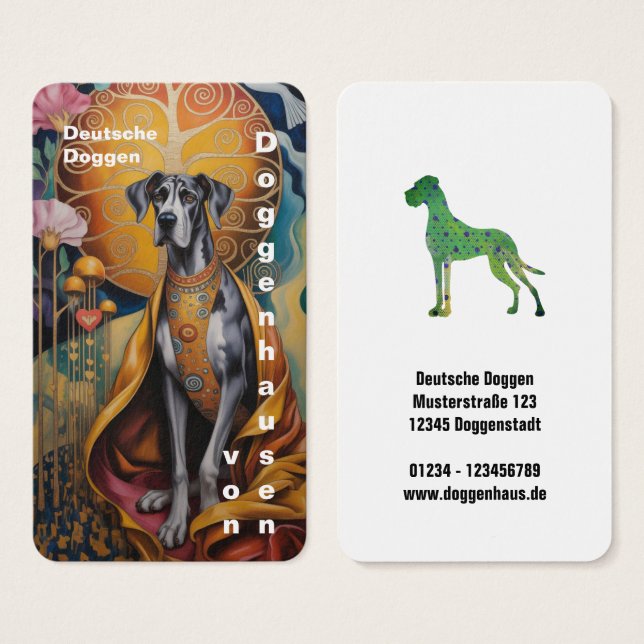 Colorfull Great Dane Art Business Cards (Front & Back)