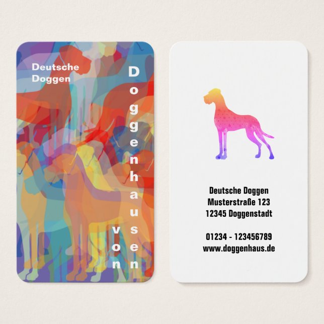 Colorfull Great Dane Kennel Business Cards (Front & Back)