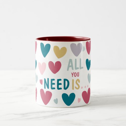 Colorfull Hearts  Two_Tone Coffee Mug