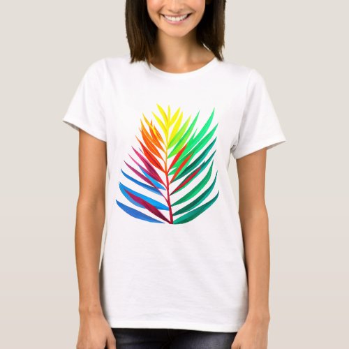 Colorfull leaves minimalistic Women Basic T_Shirt 
