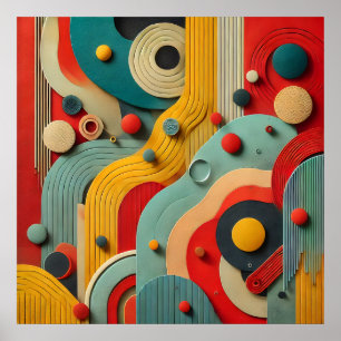 Colorfull Modern Abstract organic Shapes Wall Art