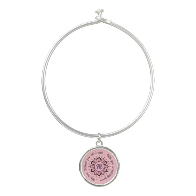 COLORFULL MODERN FLOWER GIFT DAUGHTER SISTER MOM BANGLE BRACELET (Front)