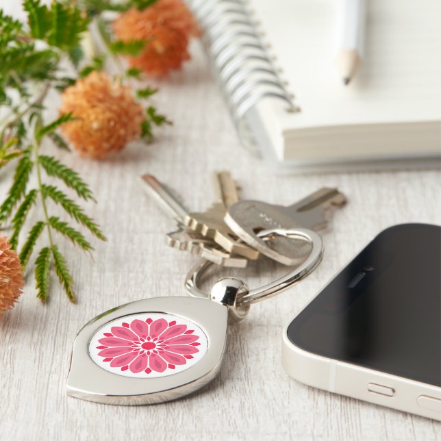 COLORFULL MODERN FLOWER GIFT DAUGHTER SISTER MOM KEYCHAIN (Side)