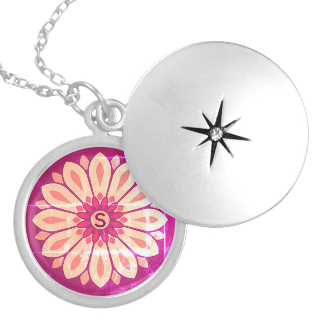 COLORFULL MODERN FLOWER GIFT DAUGHTER SISTER MOM LOCKET NECKLACE (Front)