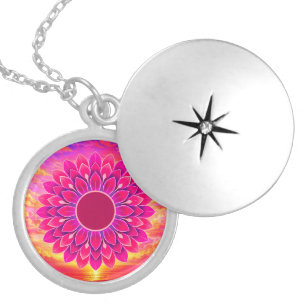 COLORFULL MODERN FLOWER GIFT DAUGHTER SISTER MOM LOCKET NECKLACE