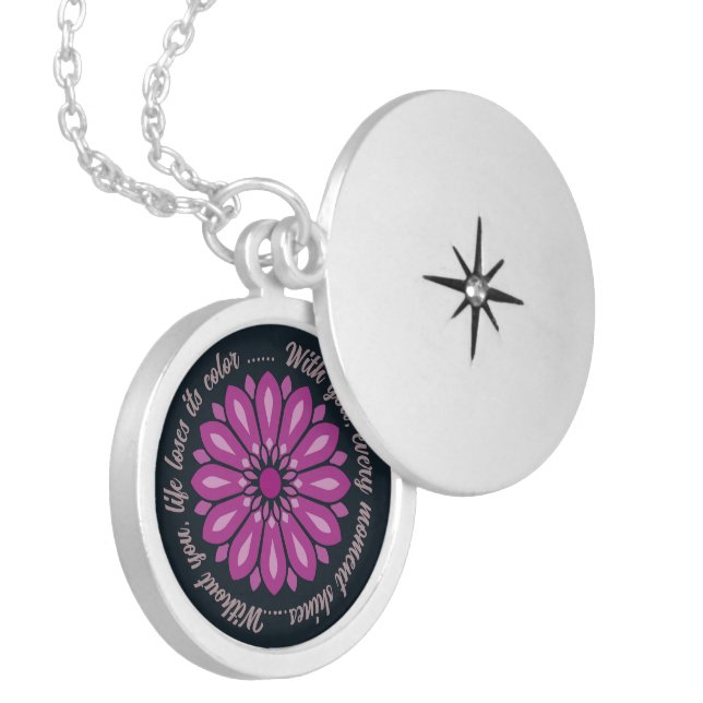 COLORFULL MODERN FLOWER GIFT DAUGHTER SISTER MOM LOCKET NECKLACE (Front Left)