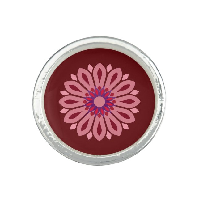 COLORFULL MODERN FLOWER GIFT DAUGHTER SISTER MOM RING (Front)
