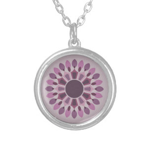 COLORFULL MODERN FLOWER GIFT DAUGHTER SISTER MOM SILVER PLATED NECKLACE