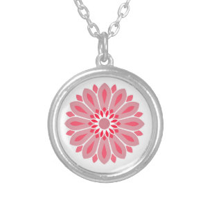 COLORFULL MODERN FLOWER GIFT DAUGHTER SISTER MOM SILVER PLATED NECKLACE