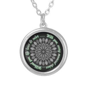 COLORFULL MODERN FLOWER GIFT DAUGHTER SISTER MOM SILVER PLATED NECKLACE