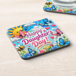 COLORFULL MODERN LOVE GIFT FOR DAUGHTER BEVERAGE COASTER