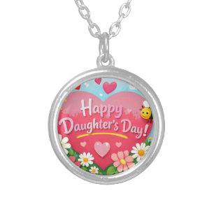 COLORFULL MODERN LOVE GIFT FOR DAUGHTER SILVER PLATED NECKLACE