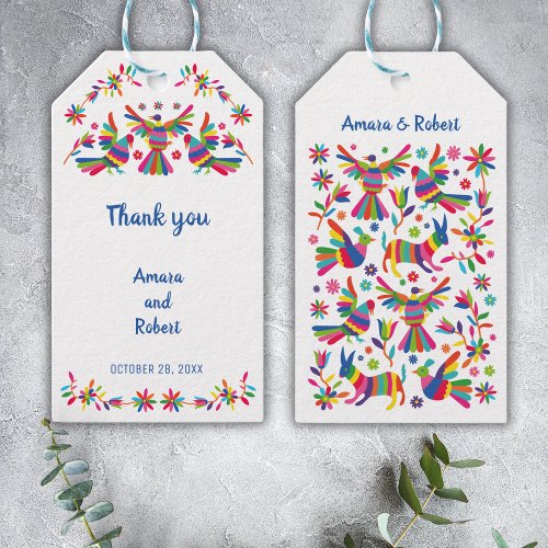 COLORFULL OTOMI MEXICAN GIFT TAGS