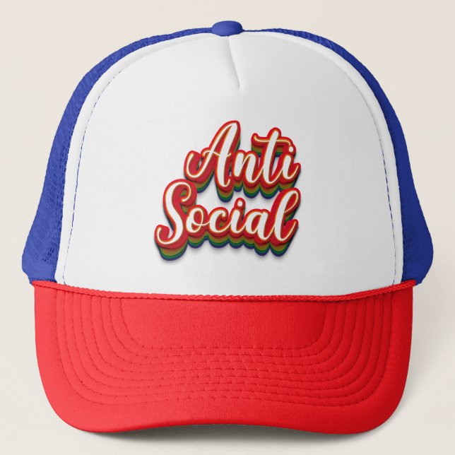 Colorfully Anti Social Trucker Hat (Front)