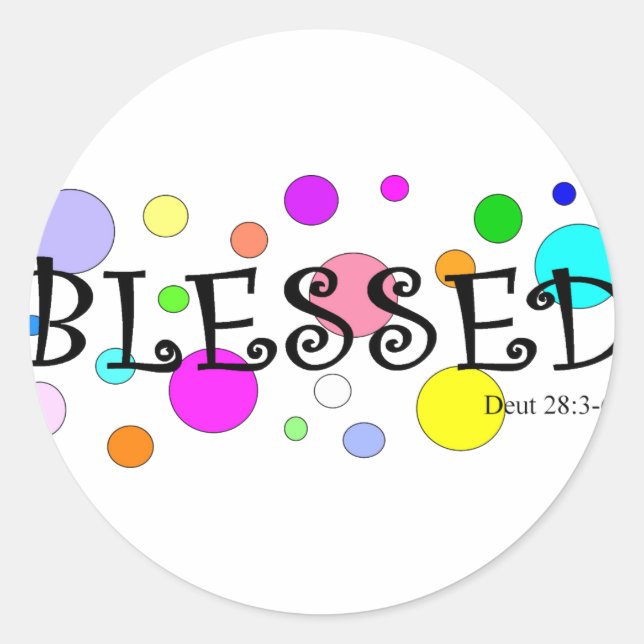 colorfully blessed classic round sticker (Front)