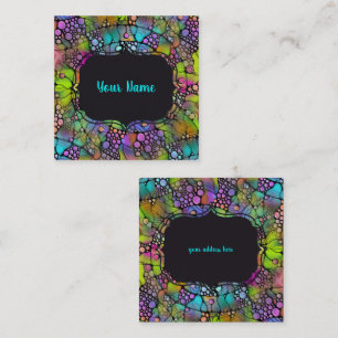 Colorfully Dots Spirals Hand Painting 1 Square Business Card