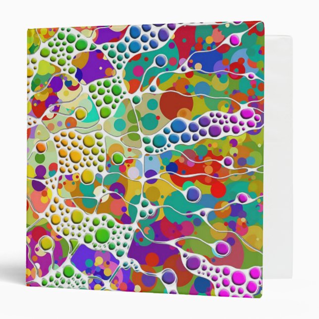 Colorfully Dots Spirals Hand Painting 2 3 Ring Binder (Front/Inside)
