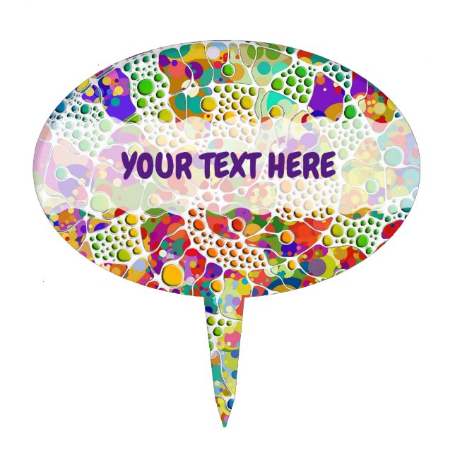 Colorfully Dots Spirals Hand Painting 2 Cake Topper (Front)