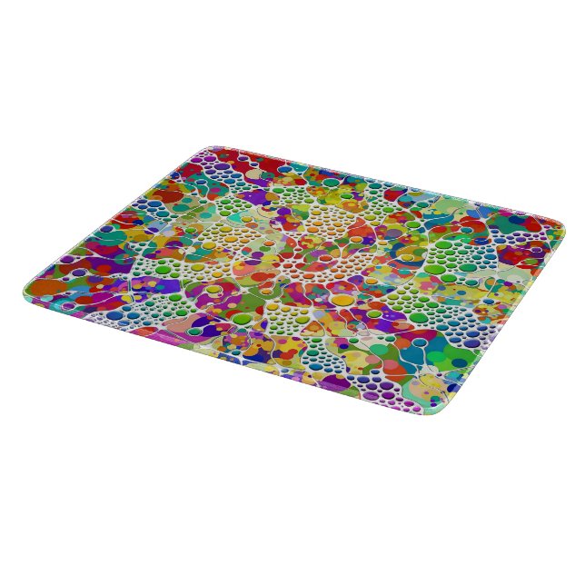 Colorfully Dots Spirals Hand Painting 2 Cutting Board (Corner)