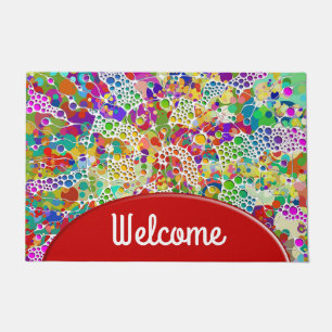 Colorfully Dots Spirals Hand Painting 2 Doormat