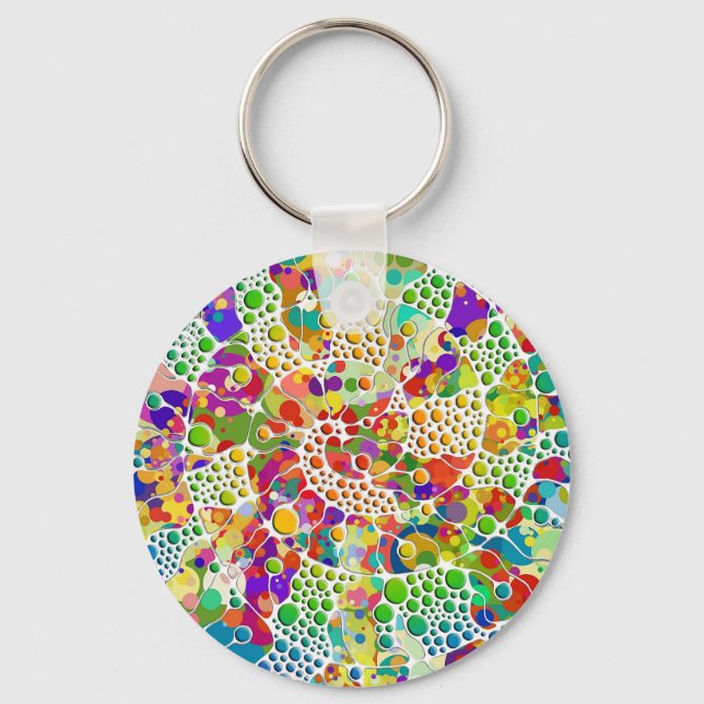 Colorfully Dots Spirals Hand Painting 2 Keychain (Front)