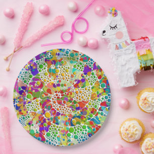 Colorfully Dots Spirals Hand Painting 2 Paper Plates