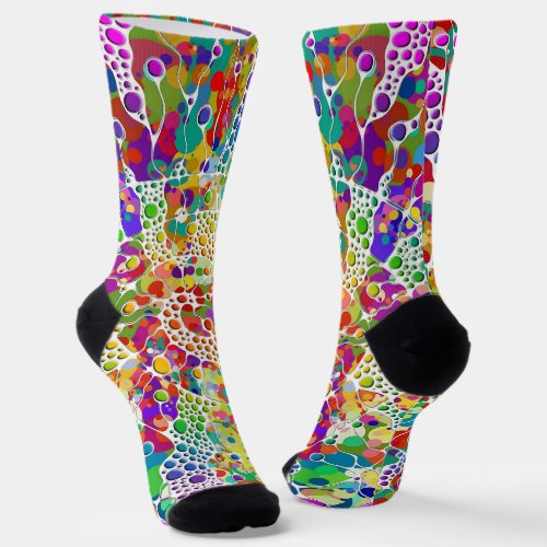 Colorfully Dots Spirals Hand Painting 2 Socks
