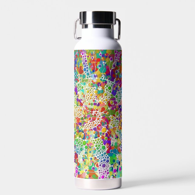 Colorfully Dots Spirals Hand Painting 2 Water Bottle (Front)