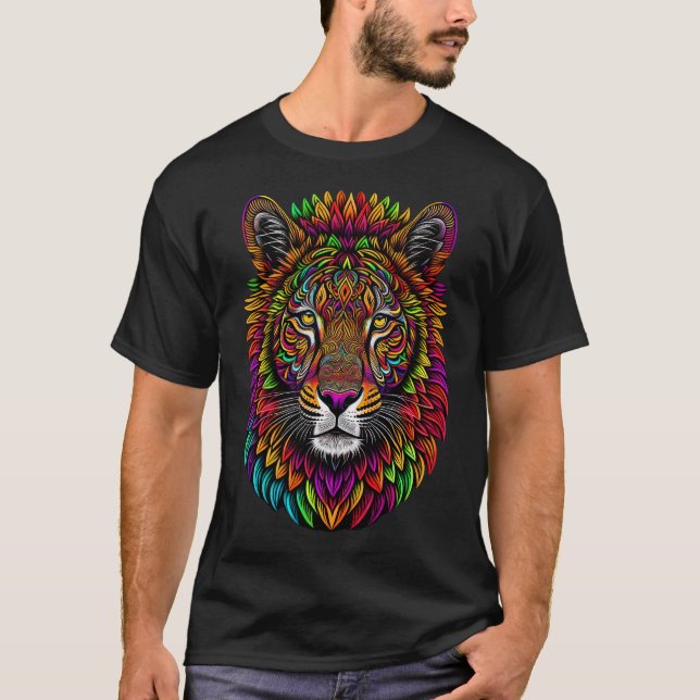 Colorfully Drawn Lion T-Shirt (Front)