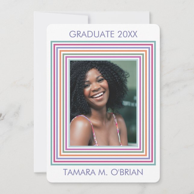 Colorfully Framed Grad Photo Announcement/ Invitation (Front)