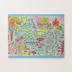 Colorfully Illustrated 11x14  Islands  Jigsaw Puzzle