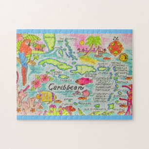 Colorfully Illustrated 11x14 Islands Jigsaw Puzzle