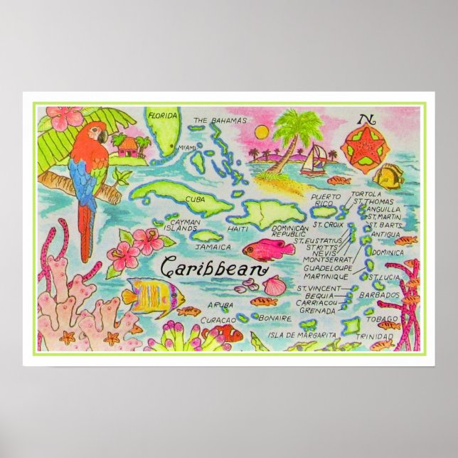 Colorfully Illustrated Islands Print (Front)