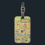 Colorfully Illustrated Map of London England Luggage Tag<br><div class="desc">Beautiful vintage illustrated map of London repurposed on a luggage tag.</div>