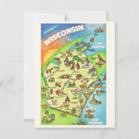 Colorfully Illustrated Wisconsin Postcard