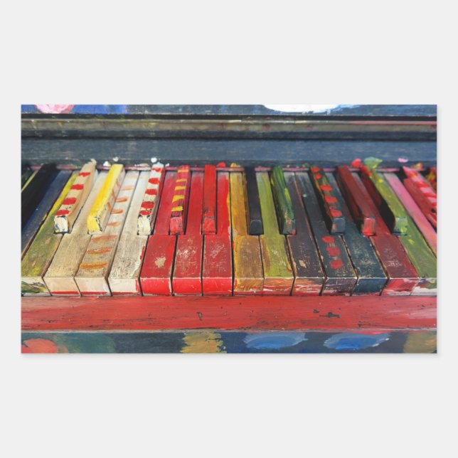 Colorfully Painted Piano Keys Sticker (Front)