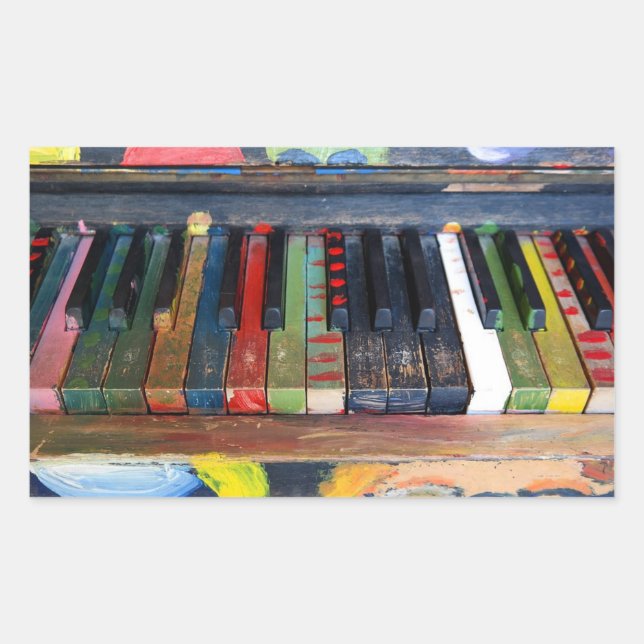 Colorfully Painted Piano Keys Sticker (Front)