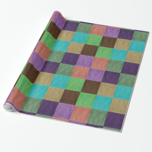 Colorfully Textured Textile Squares Gift Wrap