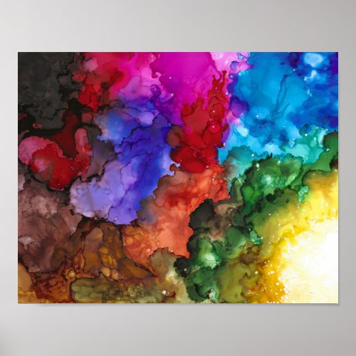 Colorfuly Bold and vivid abstract alcohol ink Poster