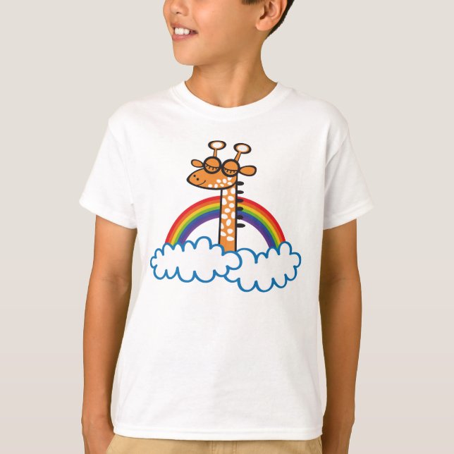 Colorida Jirafa. Giraffe. Arcoiris, rainbow. T-Shirt (Front)